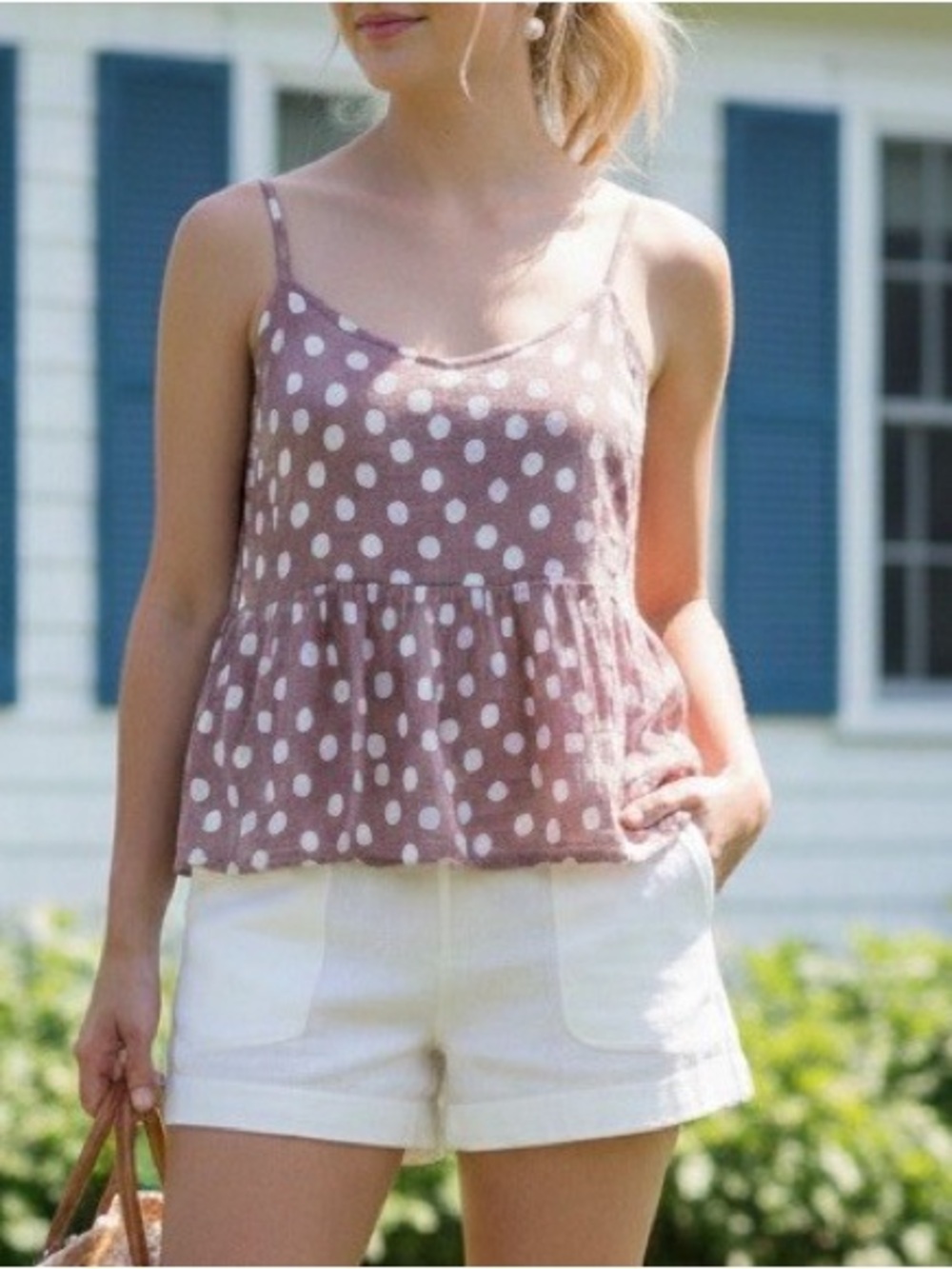 Abercrombie & Fitch Trapeze Cami Polka Dot Spaghetti Strap Top Size Medium - Picture 2 of 8